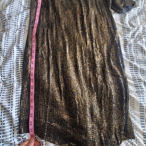 ETRO Italian Designer Black Gold Sequins Party Cocktail NYE Dress Pocket 4 Small - Picture 10 of 17